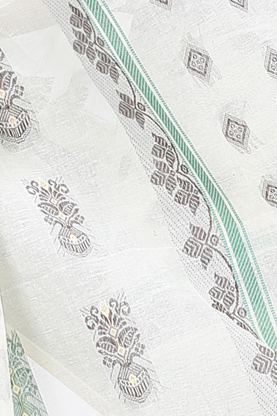 White Pure Cotton Ghusoon Tant Saree (949)